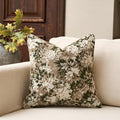 Yangest Neutral Floral Pillow Cover 18 x18 Inches, Vintage Chenille Square Throw Pillow Cover Soft Decorative Farmhouse Accent Couch Pillow Cover for Living Room Bedroom, Green