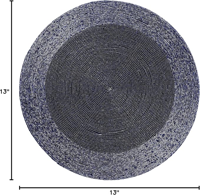 Lightnpro Farmhouse Beaded Placemats Set of 4 - Round Table Chargers - Decorative Handmade Beaded Placemats by Skilled Artisans - Elegant Table Décor for Dining & Special Occasions - 13 Inch Navy