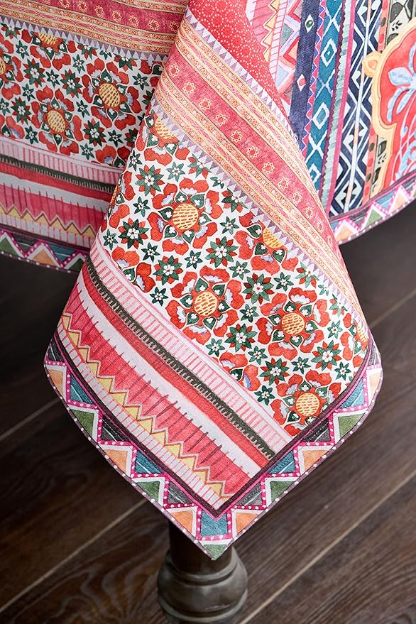 Maison d' Hermine Table Cloth Square Table 100% Cotton 54 x 54 Inches Fall Tablecloth Reusable Everyday Use for Thanksgiving Christmas Decorations Dining Farmhouse Party (Ispahan)