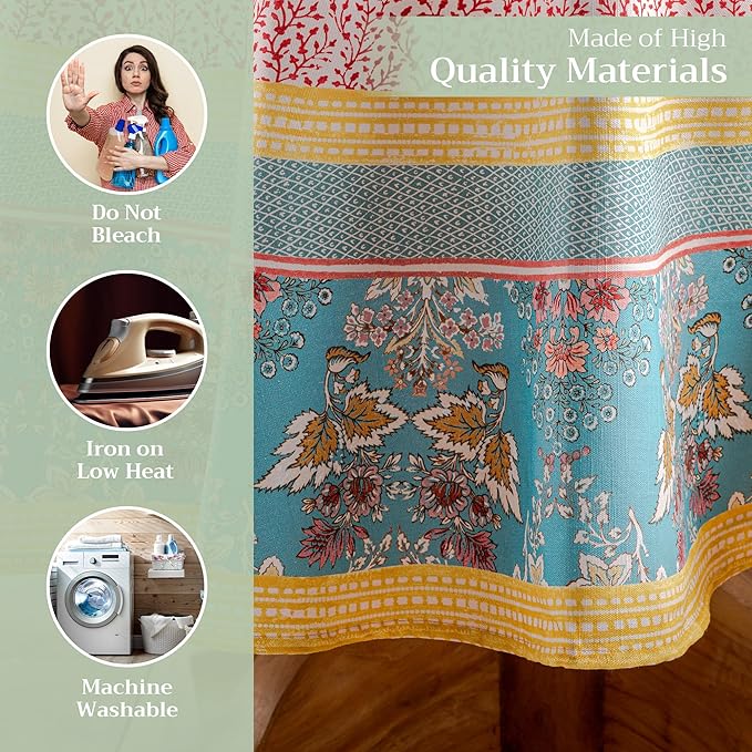 Maison d' Hermine Table Cloth Round Table 100% Cotton 69 Round Inches Tablecloth Reusable Decorative for Dining Room Farmhouse Home Valentines Day Decorations Spring Summer - Marquise