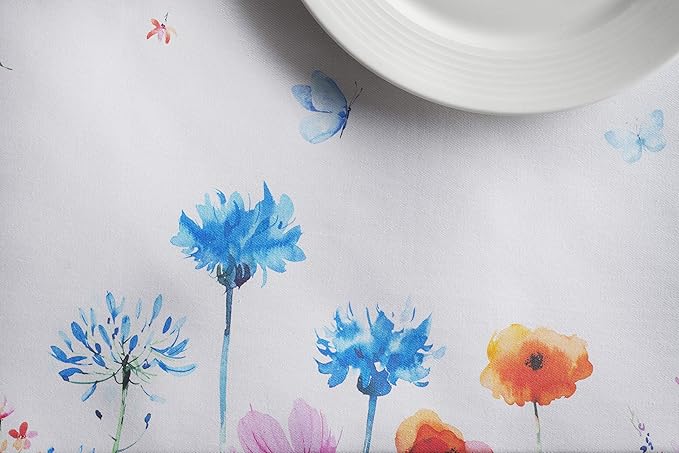 Maison d' Hermine Table Cloth Rectangle Table 100% Cotton 60 x 108 Inches Tablecloth Reusable Decorative for Dining Room Farmhouse Home Valentines Day Decorations Spring Summer - Flower in The Field