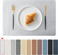 Jovono Faux Leather Placemats Set of 8, Waterproof Washable Table Mats, Easy-Clean Heat Resistant Kitchen Vinyl Place Mat for Dining Table, Wedding, Holidays, Indoor, 17.8"x11.8", Silver