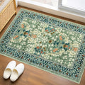 GarveeHome Floral Entryway Rug, 2x3 Washable Front Door Entry Throw Rugs Indoor, Non Slip Bathroom Small Rugs, Boho Thin Rug for Kitchen, Soft Carpet Mat for Bedroom Bathroom, Sage Green