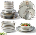 GBHOME 24 Pieces Ceramic Dinnerware Sets for 6, Stoneware Plates and Bowls Set with Reactive Glaze, Scratch Resistant Stoneware Dishes Set, Dishwasher & Microwave Safe
