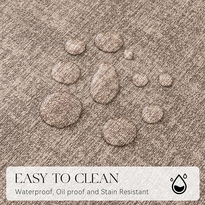 MOSAYT Placemats Set of 8, Heat Resistant Vinyl Place Mats with Coasters, Wipeable Washable 100% Waterproof Oil Proof Faux Leather Table Mats for Kitchen Dining Party Outdoor, 12" x 17", Khaki