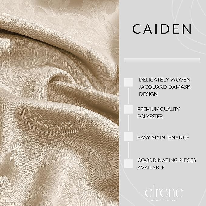 Elrene Home Fashions Caiden Elegance Damask Waterproof, Stain & Wrinkle Resistant Fabric Tablecloth, 90" Round, Taupe