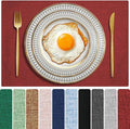 Cloth Placemats Set of 4, Cotton Linen Blend Machine Washable Double Layered Durable Place Mats Heat Resistant Placemats Wrinkle Free Thick Fabric Dining Table Mats (Red, 4)