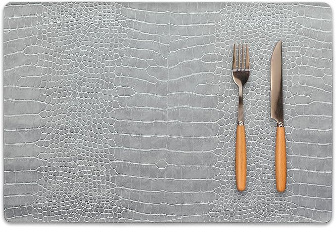 Set of 8 Faux Leather Placemats, PU Table Mats, Waterproof, Stain Resistant, Heat Resistant, Easy to Clean for Kitchen Dining Table,Conference Table