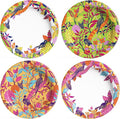 MUCHII 10 Inch Paper Plates 120 Count, Floral Bird Design Disposable floral Plates for Thanksgiving Day, Wedding, Party, Dinner, Holiday - 4 Vintage Colors (30 Each)