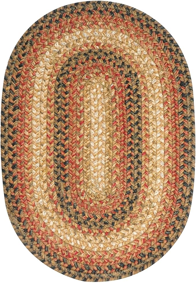 Homespice Russet Jute Braided Oval Placemats, Warm Country Decor, Set of 4, 13x19 Multicolor Table Mats - Vibrant Colors, Durable, Easy to Clean and Protects Furniture