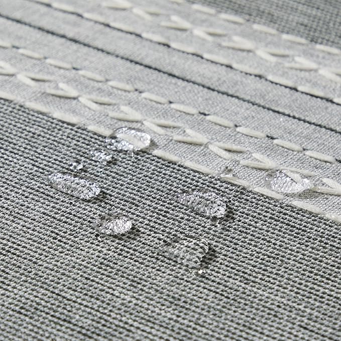 ZeeMart Contrast Linen Round Tablecloth 60 Inch Mid-Stripe Grey, Farmhouse Style Round Table Cloth Heavy Weight Grey Tablecloths, Water Resistant Burlap Table Cloths