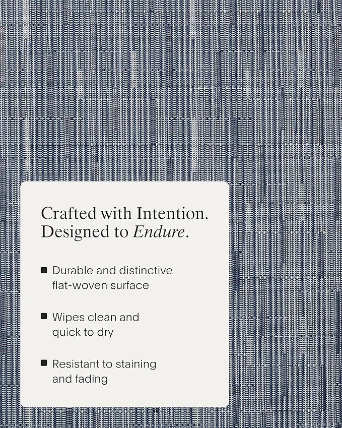 Chilewich Bamboo Placemats Set of 4 - Round Woven Placemats - Reusable, Stain-Resistant, Indoor/Outdoor Tabletop Protection - 15" - Rain
