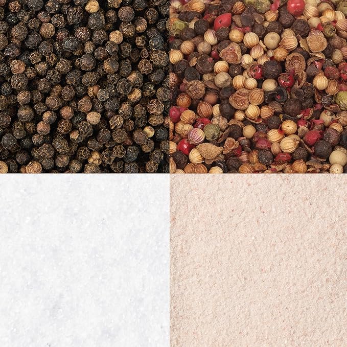 McCormick Salt & Pepper Grinder Variety Pack, Himalayan Pink Salt, Sea Salt, Black Peppercorn, and Peppercorn Medley, 6.47 oz