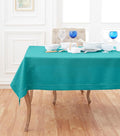 Solino Home Teal Linen Tablecloth 60 x 108 Inch - Classic Hemstitch, 100% Pure Linen Rectangular Tablecloth - Machine Washable Table Cloth