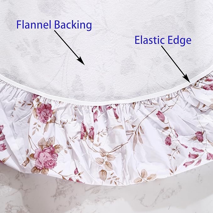 Walrus Round Vinyl Fitted Tablecloth with Flannel Backing Elastic Edge Design Table Cover Waterproof Oil-Proof PVC Table Cloth Stain-Resistant Best for 32"-36" Round