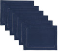 Solino Home Linen Cloth Placemats Set of 6-100% Pure Linen Hemstitch Navy Blue Placemats 14 x 19 Inch - Classic Hemstitch Table Place Mats for Winter, Easter