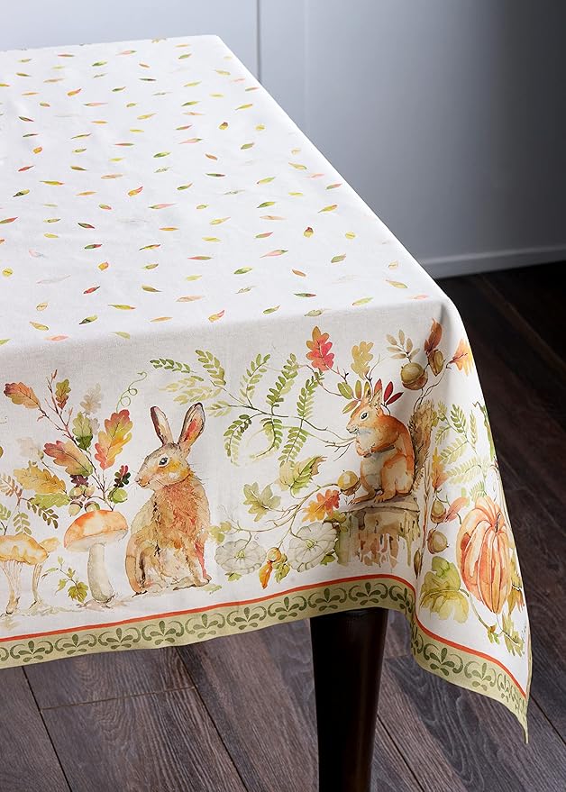 Maison d' Hermine Table Cloth Rectangle Table 100% Cotton 60 x 90 Inches Fall Tablecloth Reusable Everyday Use for Thanksgiving Christmas Decorations Dining Farmhouse Party (Pumpkin Passion)