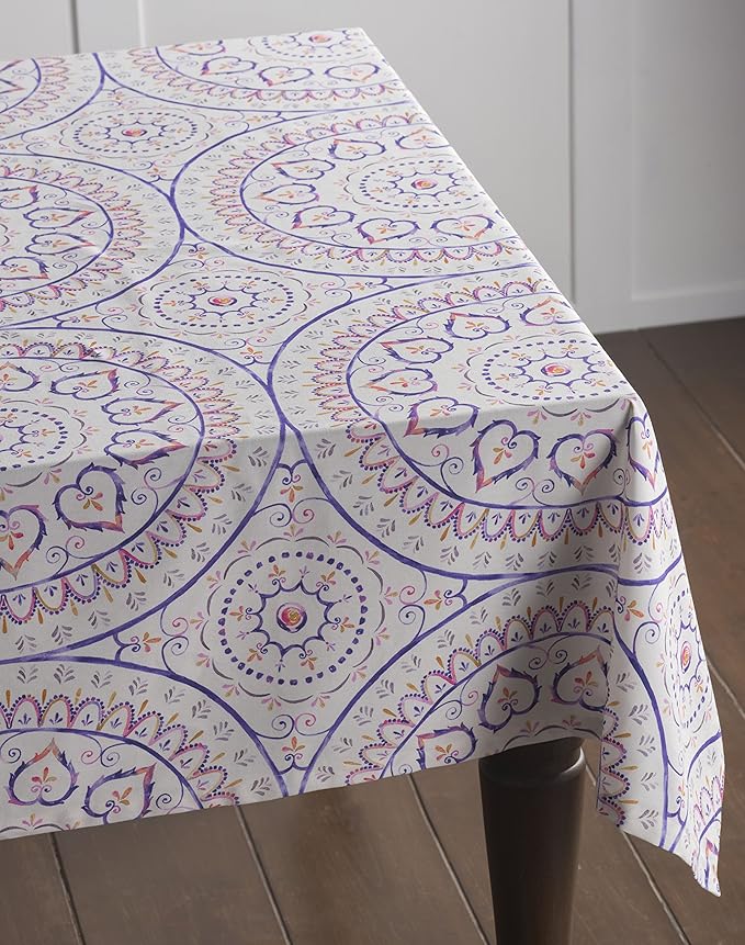 Maison d' Hermine Table Cloth Rectangle Table 100% Cotton 60 x 108 Inches Tablecloth Reusable Decorative for Dining Room Farmhouse Home Valentines Day Decorations Spring Summer - Mandala