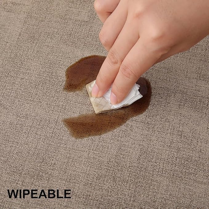homing Faux Leather Heat Resistant Placemats 6 Packs, Waterproof Wipeable Dining PU Place Mats for Indoor & Outdoor, Easy to Clean, Camel