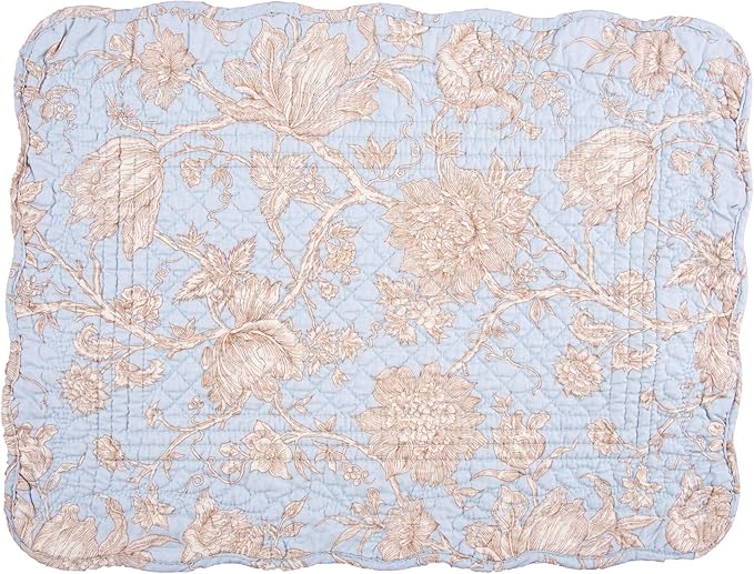 C&F Home Penelope Placemat Set of 6 Blue Cream White Floral Table Mat Rectangular 13 x 19 Quilted Reversible Washable Placemat Kitchen Dining Table Decor Decoration Rectangular Placemat Set of 6 Blue