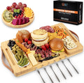Bamboo Charcuterie Board Gift Set with Magnetic Removable Side Trays and Fruit Tray, Large Serving Platter with Handles, Valentine’s Day Gift for Couples, Housewarming and New Home Gifts