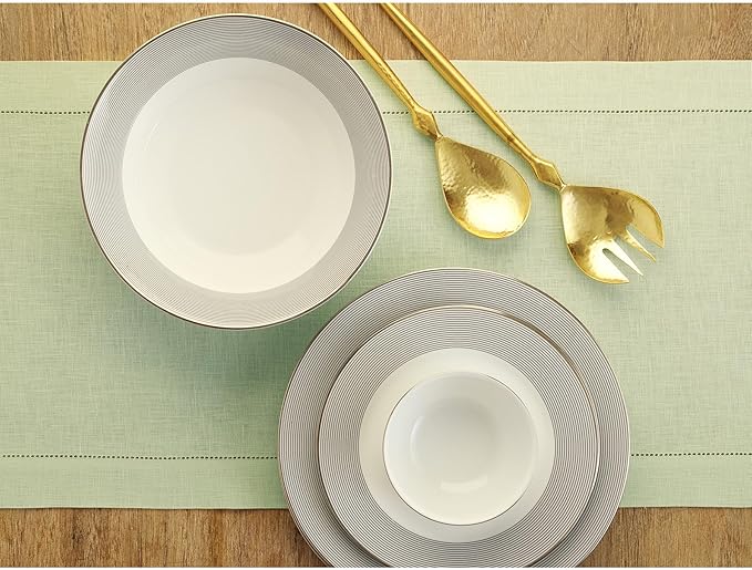 Solino Home Linen Sage Green Table Runner 72 Inches Long - 100% Pure Linen Hemstitch Table Runner 14 x 72 Inch for Dresser, Dining, Spring, Easter, St Patricks Day - Classic Hemstitch