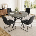 Extendable Round Dining Table Set for 4 People, 43.3"-59.1" Extendable Kitchen Table with 4 Upholstered Chairs, Space Saving for Kitchen Dining Room (Grey Table+4 U-Shaped Black Chairs)