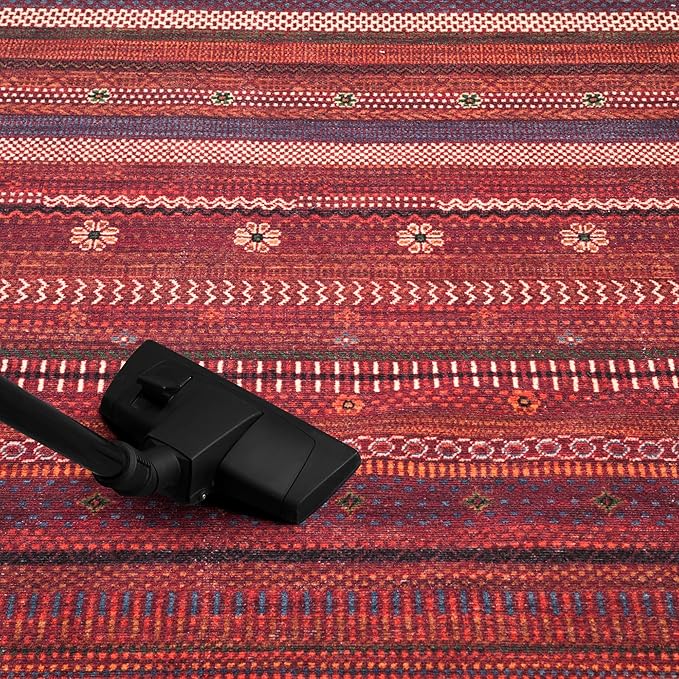 Keen Home Design 8x10 Rug - Machine Washable Area Rug with Non-Slip Backing, Ideal for Living Room, Dining Room, Bedroom - Vintage, Easy Clean, Durable, Low Pile Rug - (8' x 10')