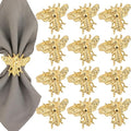 ALPHA Living HOME 12 Pcs Decorative Bee Napkin Rings - Metal Napkin Rings Table Decor Napkin Ring, Dining Cloth Napkin Holder, Farmhouse Napkin Ring, Modern Napkin Holders (Gold)