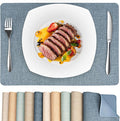 Heat Resistant Placemats Set of 6, 17x12in Waterproof Wipeable Faux Leather Non Slip Table Mats, Easy to Clean, Stain Resistant, for Kitchen Dining Room– Charcoal Blue