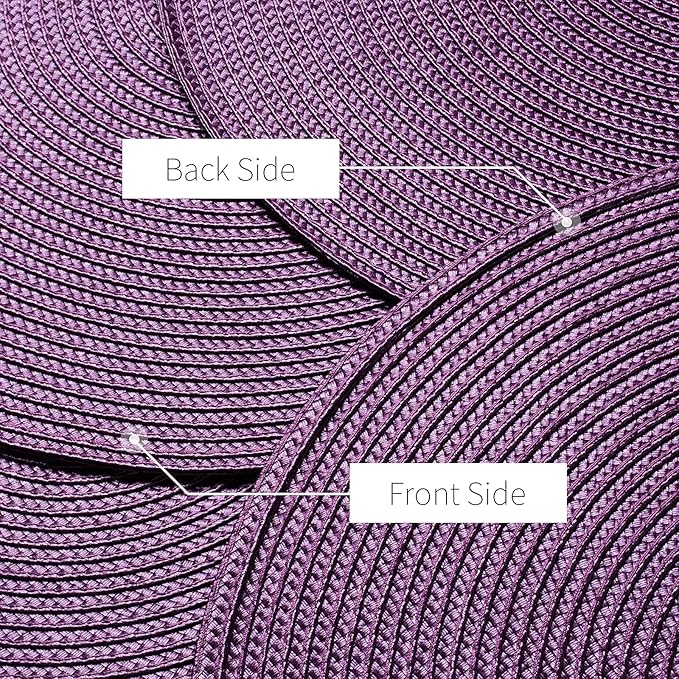 AHHFSMEI Round Braided Placemats 15 Inch Round Table Mats for Dining Tables Natural Woven Heat Resistant Place mats Set of 6 (Plum Purple)