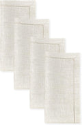 D'Moksha Homes Light Natural Linen Napkins Set of 4 - Classic Hemstitch 100% Pure Linen Hemstitch Dinner Napkins 20 x 20 Inch for Valentines, Spring, Easter - Handcrafted and Machine Washable