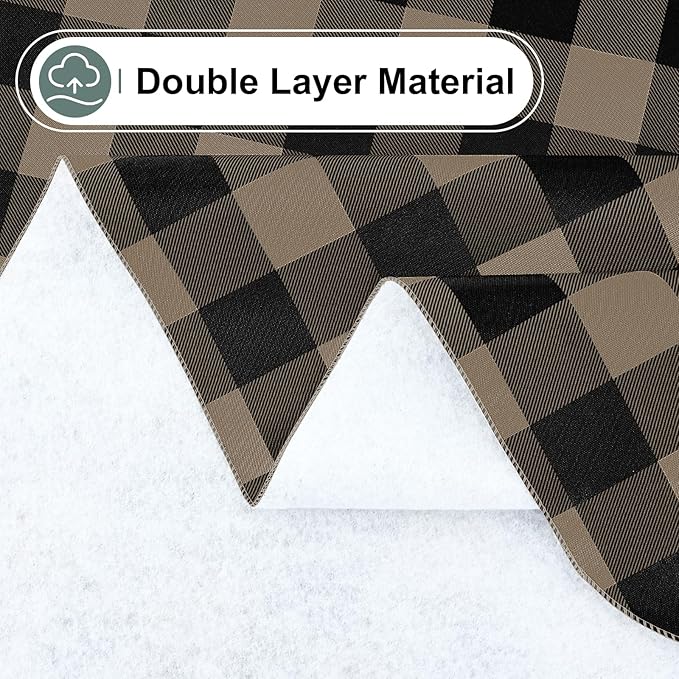 misaya Rectangle Waterproof Vinyl Table Cloth, Buffalo Flannel Backed Tablecloth, Wipeable Plastic Table Cover for Dinner, Kitchen, Outdoor (52" x 70", Black and Khaki)