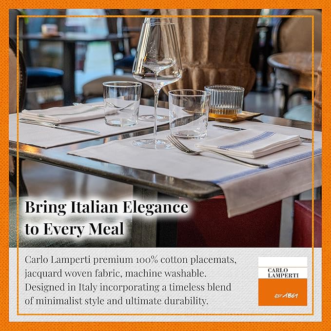 Premium Cloth Striped Placemats Set of 4 – 100% Soft Durable Jacquard Woven Cotton Table Placemats with Stain-Release Fabric – Machine Washable for Dining Table – Oregano Green, 20"x14"
