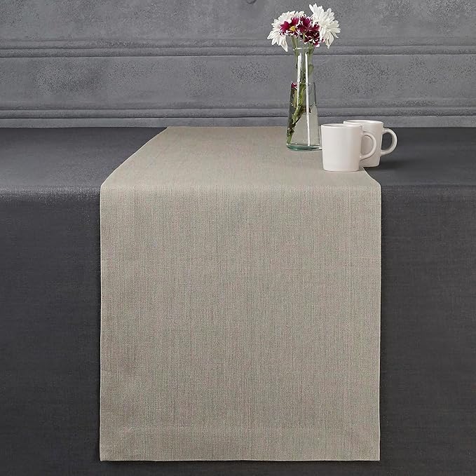 D'Moksha Homes Linen Natural Table Runner 36 Inches - 100% Pure Linen Small Table Runner 14 x 36 Inch for Dresser, Coffee Tables, Valentines, Spring, Easter - Machine Washable