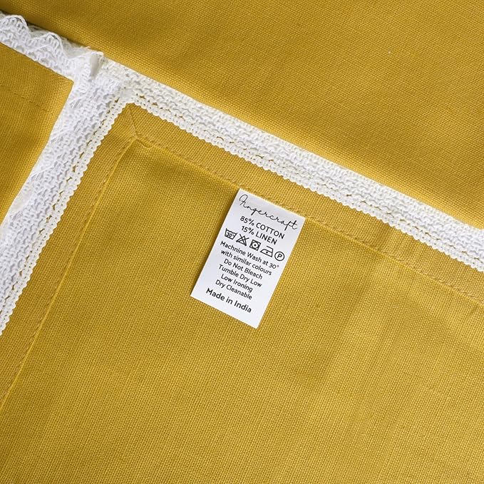 FINGERCRAFT Dinner Cloth Napkin Cotton Linen Blend 12 Pack Mitered Corners with Elegant Lace for Everyday Use Napkins are Pre Shrunk and Good Absorbency 20in x 20in, Gold