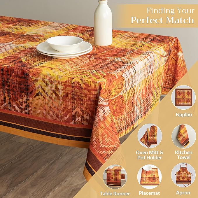Maison d' Hermine Table Cloth Rectangle Table 100% Cotton 60 x 120 Inches Fall Tablecloth Reusable Everyday Use for Thanksgiving Christmas Decorations Dining Farmhouse Party (Thanksgiving Tartan)