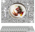 Silver Heat Resistant Square Placemats - Set of 12 with Rhinestone Decor and Sparkly Bling