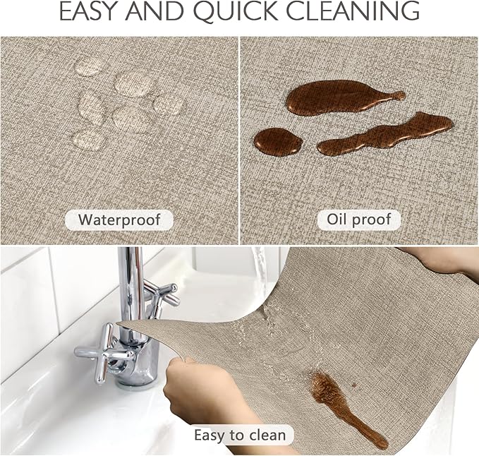 Faux Leather Placemats Set of 8 Washable PU Table mats for Kitchen Table - Heat Resistant, Waterproof, Easy Clean, Anti Slip 11.8" x 17" (Brown-8 Pack)
