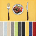 Blue Forest Placemats Set of 8, Dual-Layered Thickened Faux Linen Table Mats Heat Resistant Machine Washable Wrinkle Free Place Mats for Kitchen Dining Outdoor/Indoor (Bright Yellow)