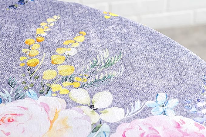 Maison d' Hermine Table Cloth Round Table 100% Cotton 69 Round Inches Tablecloth Reusable Decorative for Dining Room Farmhouse Home Valentines Day Decorations Spring Summer- Sweet Rose Lavender - Lush