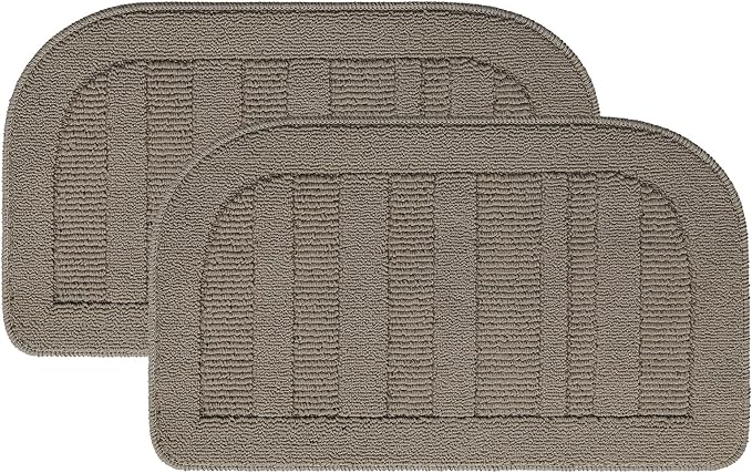 BEQHAUSE 30x18 Inch Kitchen Rug Mat Durable Kitchen Rugs Non-Slip Washable Absorbent Kitchen Mats for Floor Dirt-Resistant Semicircular Kitchen Mat (Taupe, 2PCS)