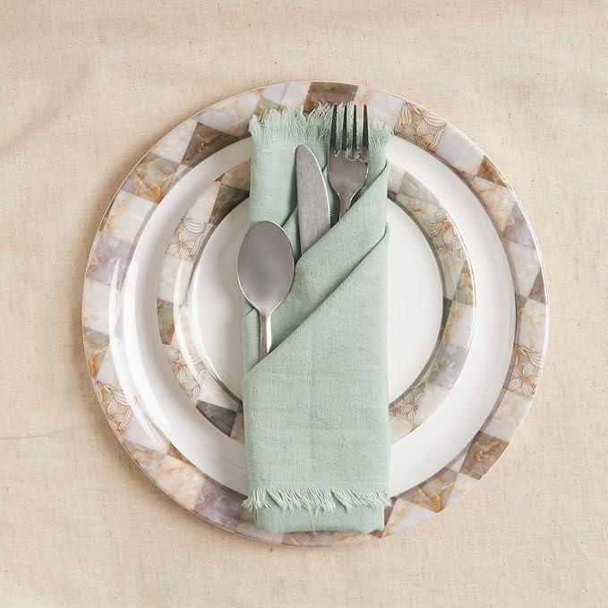 ACCENTHOME Teal Cotton Linen Napkin Set of 6 18x18 inch Dinner Napkins - Washable Soft Premium Hotel Quality Reusable Napkins Perfect Table Napkins for Family Dinners, Weddings & Everyday Use