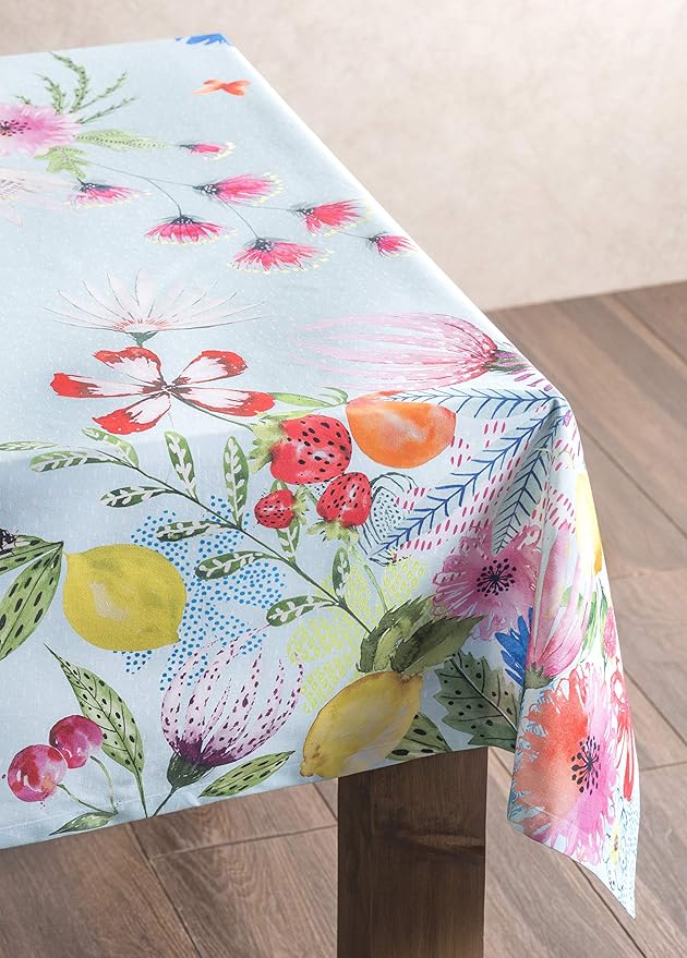 Maison d' Hermine Table Cloth Square Table 100% Cotton 60 x 60 Inches Tablecloth Reusable Decorative for Dining Room Farmhouse Home Valentines Day Decorations Spring Summer - Jardin D'Ete - Mint