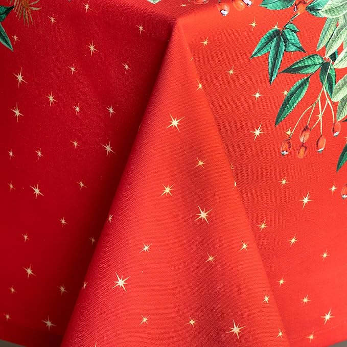 Maison d' Hermine Table Cloth Square Table 100% Cotton 60 x 60 Inches Fall Tablecloth Reusable Everyday Use for Thanksgiving Christmas Decorations Dining Farmhouse Party (Noel)