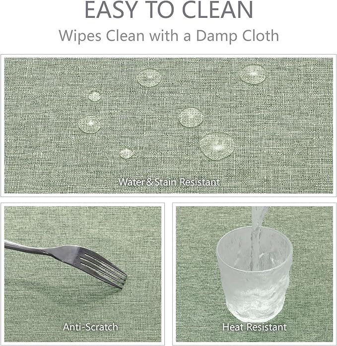 Rectangle Tablecloth Waterproof Linen Textured Table Cloth Stain and Wrinkle Resistant Washable, Decorative Fabric Table Cover for Dining, Party and Camping (Sage Green, 52 * 70)