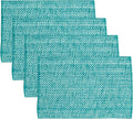 Sweet Home Collection 100% Cotton Placemats for Dining Room Rectangle Two Tone Woven Fabric 13" x 19" Soft Durable Table Mat Set, Set of 4, Turquoise