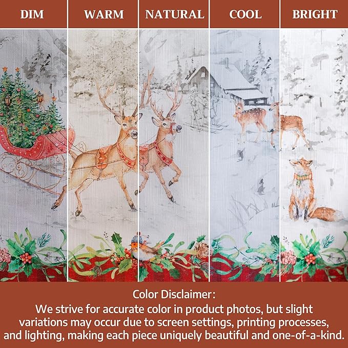 Maison d' Hermine Table Cloth Rectangle Table 100% Cotton 60 x 90 Inches Fall Tablecloth Reusable Everyday Use for Thanksgiving Christmas Decorations Dining Farmhouse Party (Christmas Tradition)