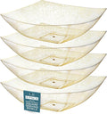 Posh Setting - Gold Glitter Plastic Serving Bowls for Party (32oz - 4 Pack) Square, Disposable, Candy Containers for Candy Buffet