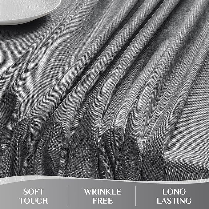 Softalker Large Outdoor Tablecloth Rectangular 104 x 60 Inch Dark Gray Linen Textured Table Cloth Stain and Wrinkle Resistant Table Cover for Spring,Easter,Summer,Party,Garden,Coffee Decor Tabletop